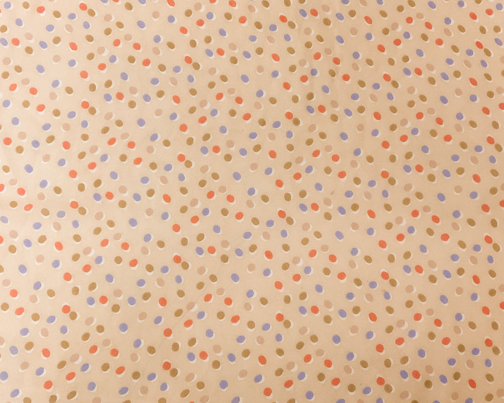 Beige-Purple-Multi Poly Dot Printed Chiffon Woven Fabric