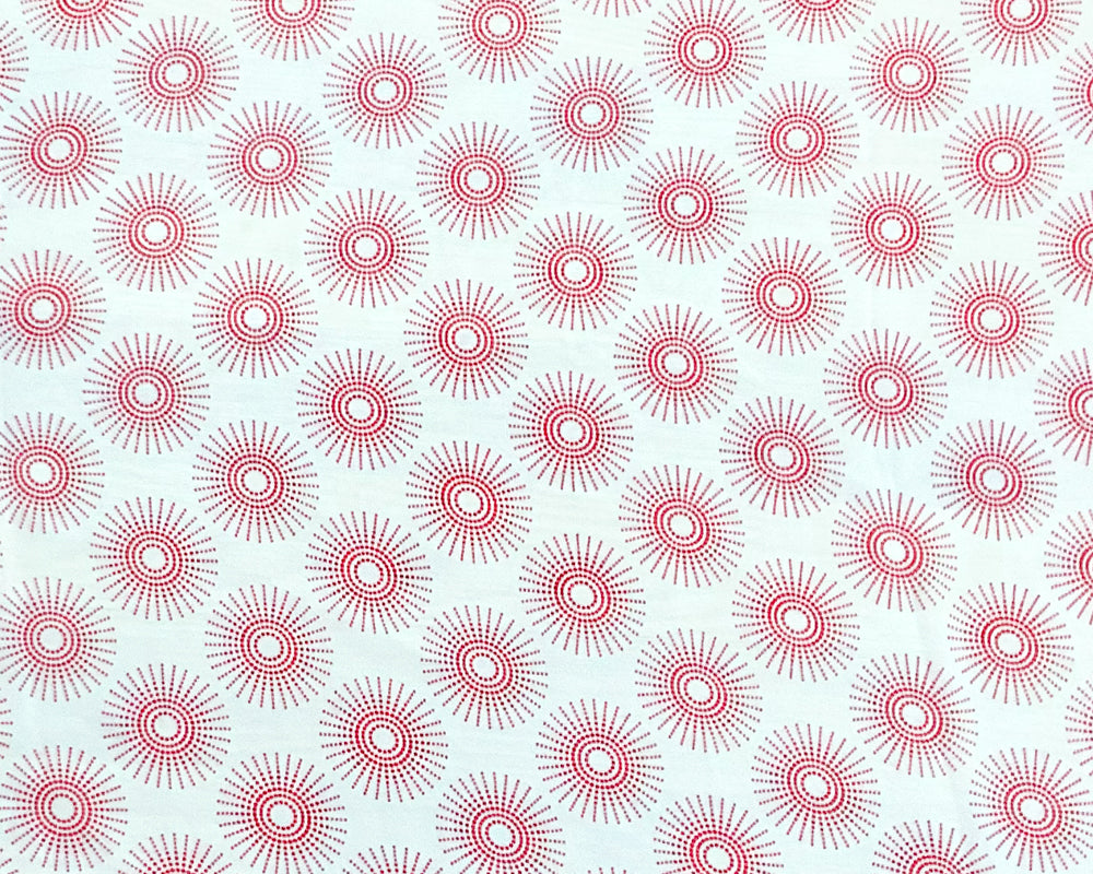 White-Red Poly Abstract Printed Chiffon Woven Fabric