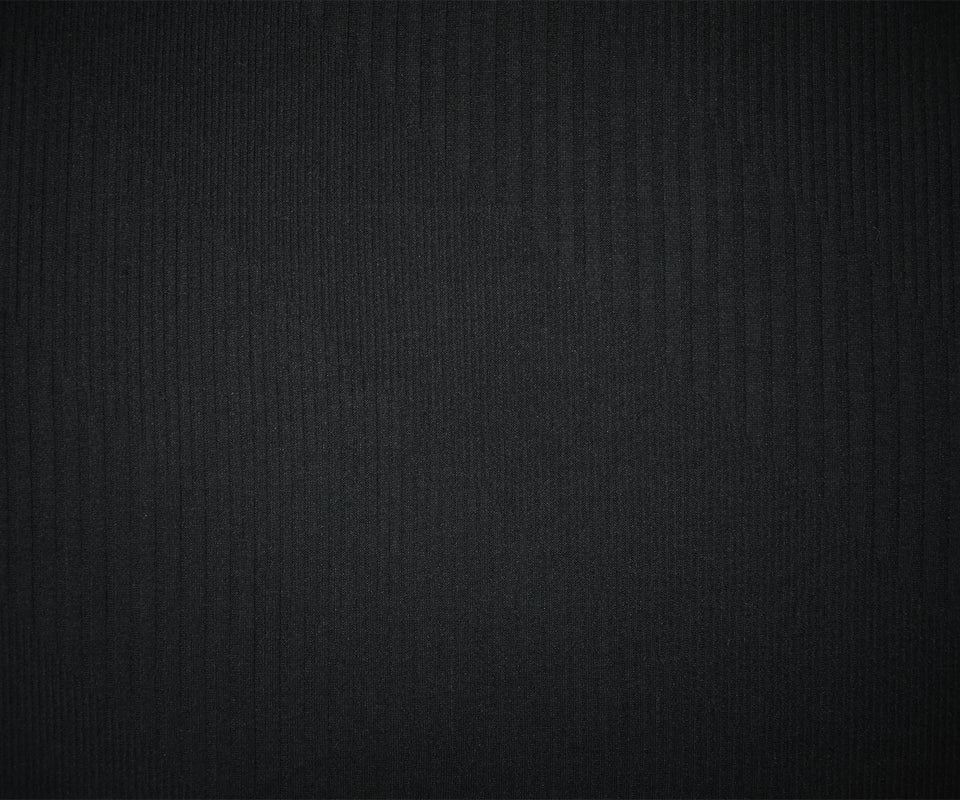 Black Poly Blend Stretch Irregular Rib Knit Fabric