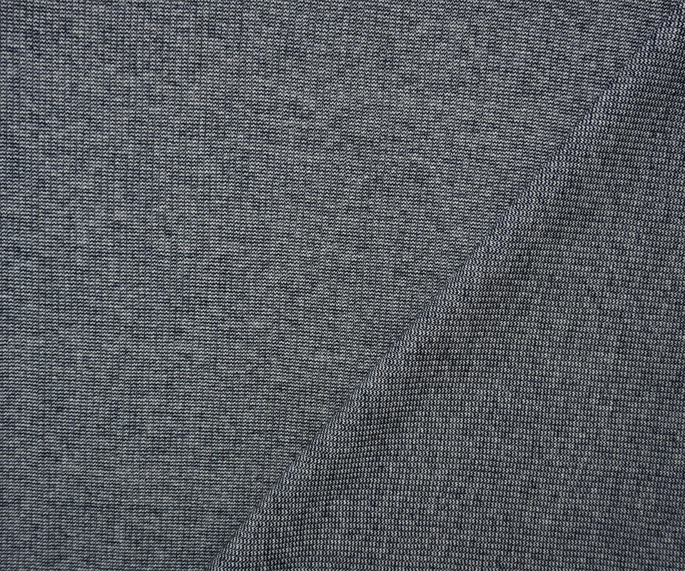 Black-White Poly Blend Stretch Mini Wave Rib Knit Fabric