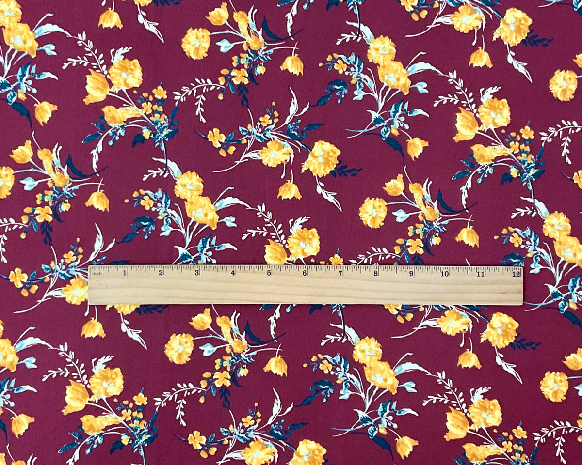 Red-Multi Poly Spandex Stretch Floral Print DB Jersey Knit Fabric