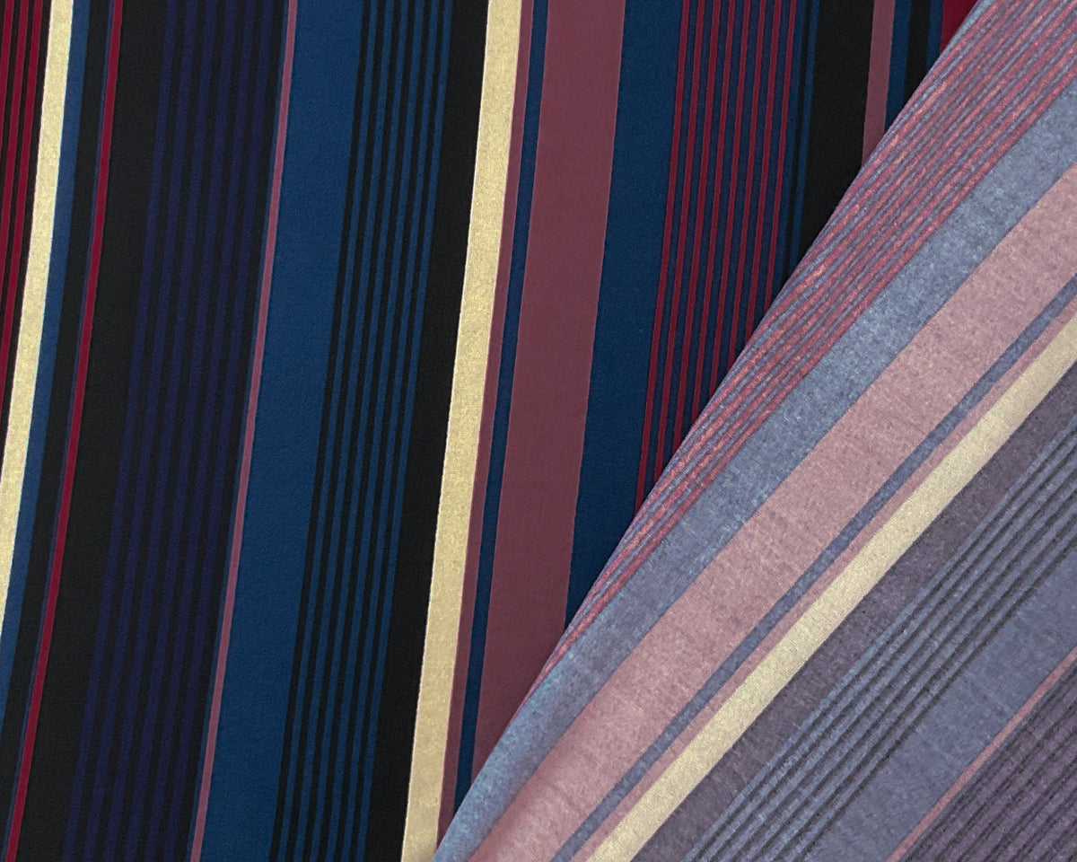 Burgundy Red-Multi Poly Spandex Stretch Stripe Print DB Jersey Knit Fabric