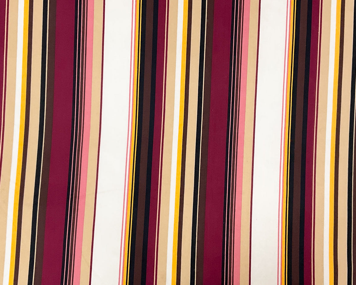 Deep Maroon-Multi Poly Stretch Spandex Vertical Stripe Print DB Jersey Knit Fabric