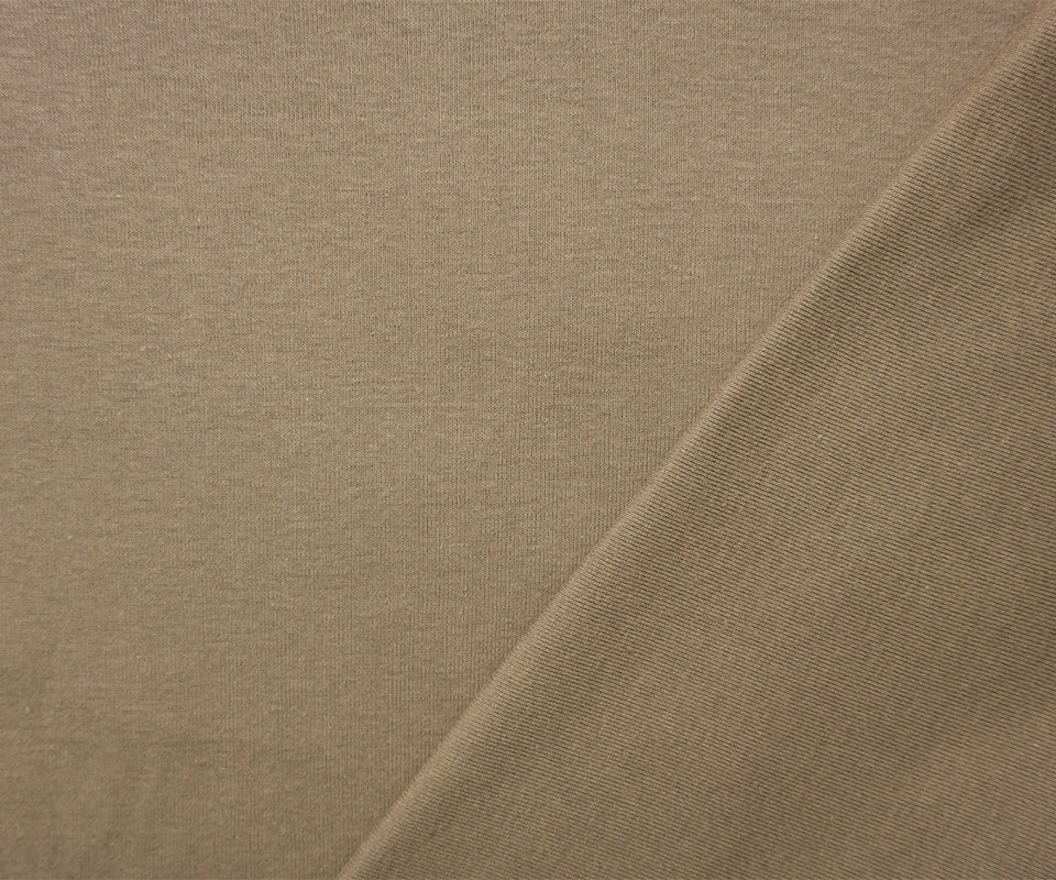 Brown Organic Cotton Solid 1X1 Rib Knit Fabric
