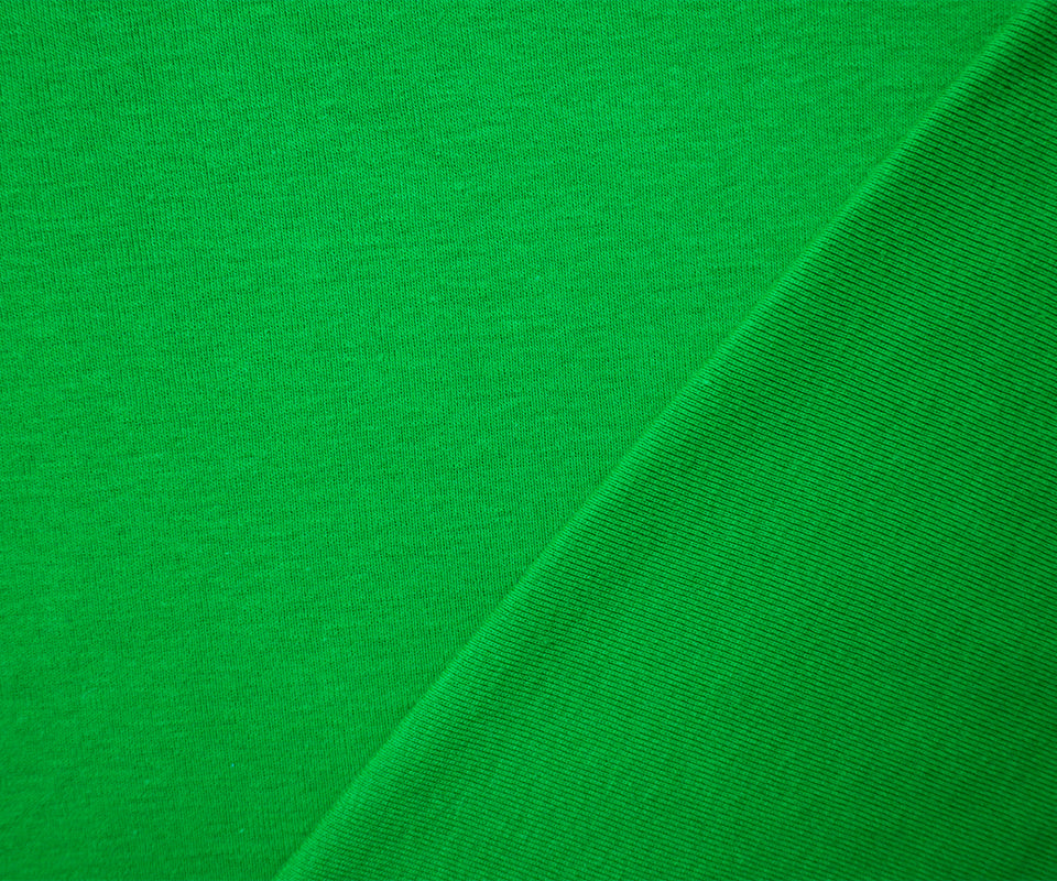 Green Organic Cotton Solid 1X1 Rib Knit Fabric