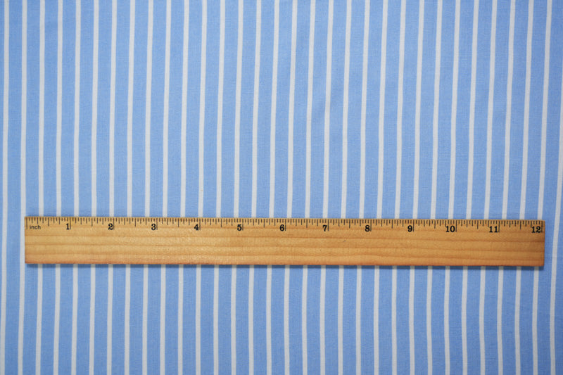 Blue-White Rayon Stripe Printed Challis Woven Fabric