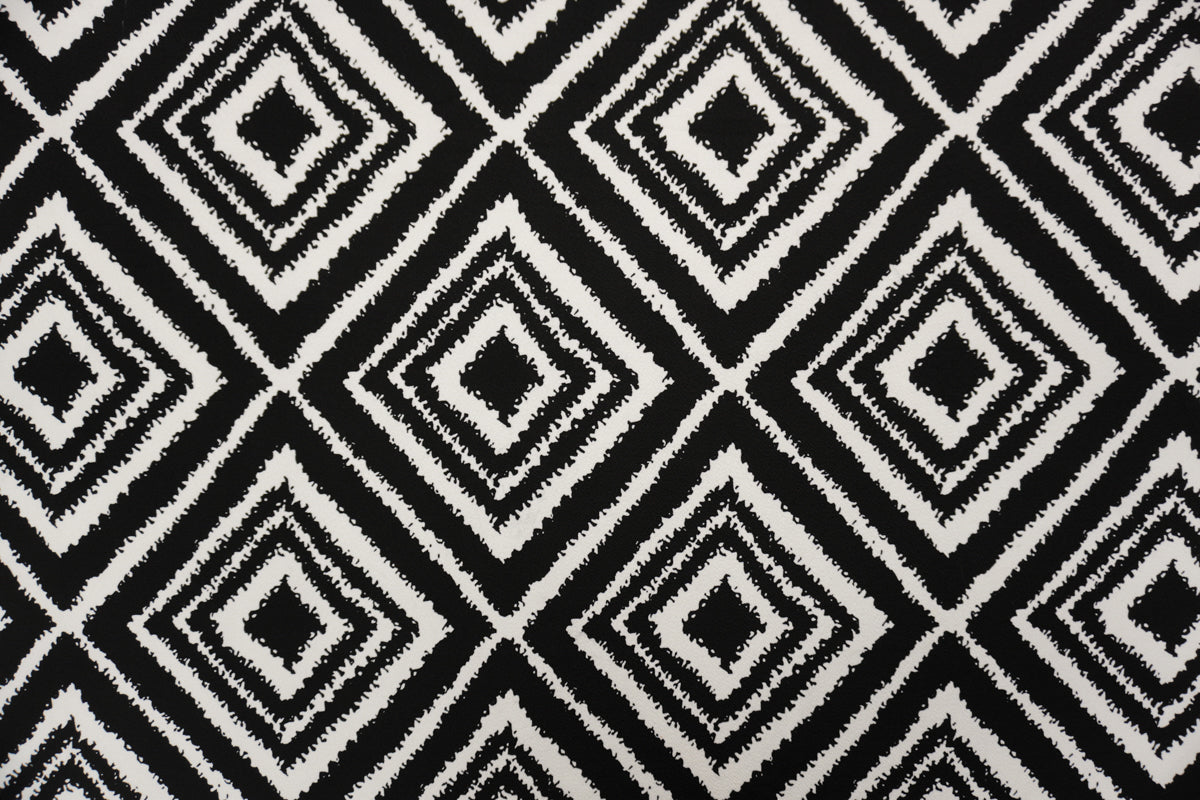 Black-White Poly Diamond Print Liverpool Double Knit Fabric
