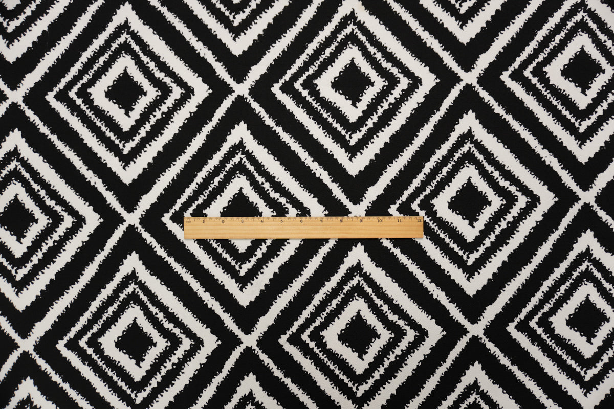 Black-White Poly Diamond Print Liverpool Double Knit Fabric
