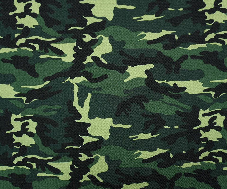 Green-Black Poly Camo Print Liverpool Double Knit Fabric