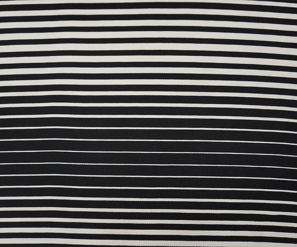 Black-White Poly Stripe Print Liverpool Double Knit Fabric