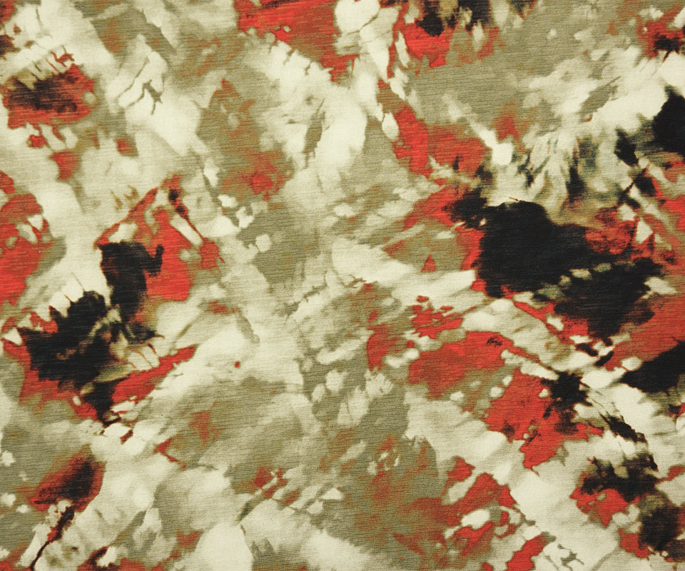 Orange-Multi Poly Stretch Abstract Printed Onion-skin Knit Fabric