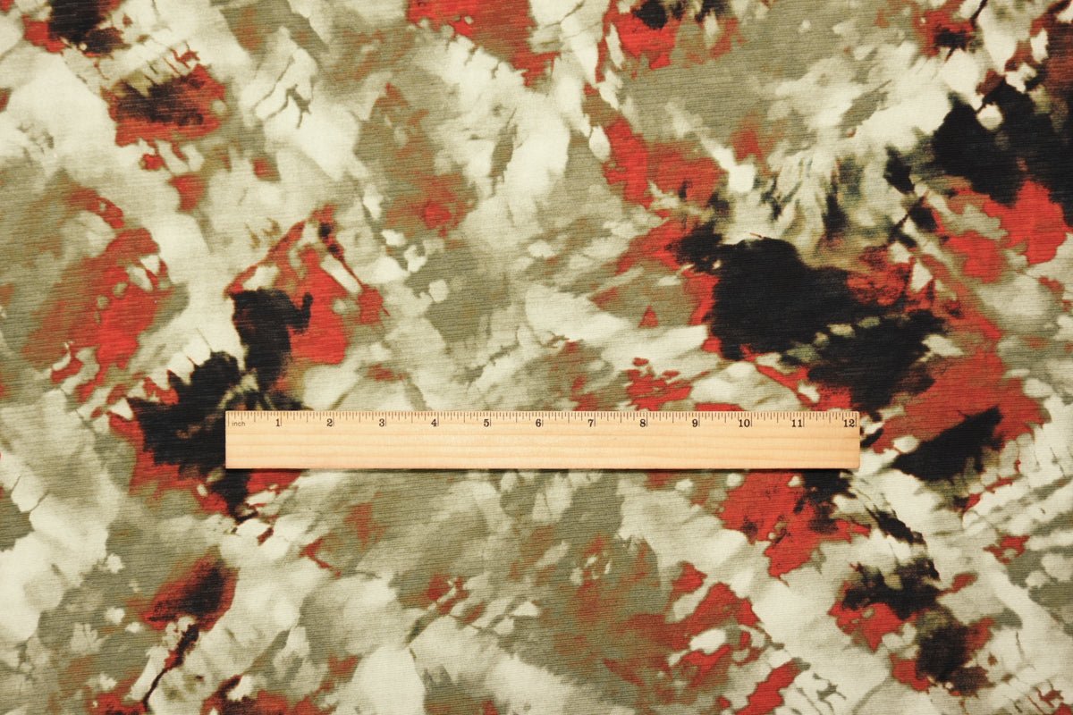 Orange-Multi Poly Stretch Abstract Printed Onion-skin Knit Fabric