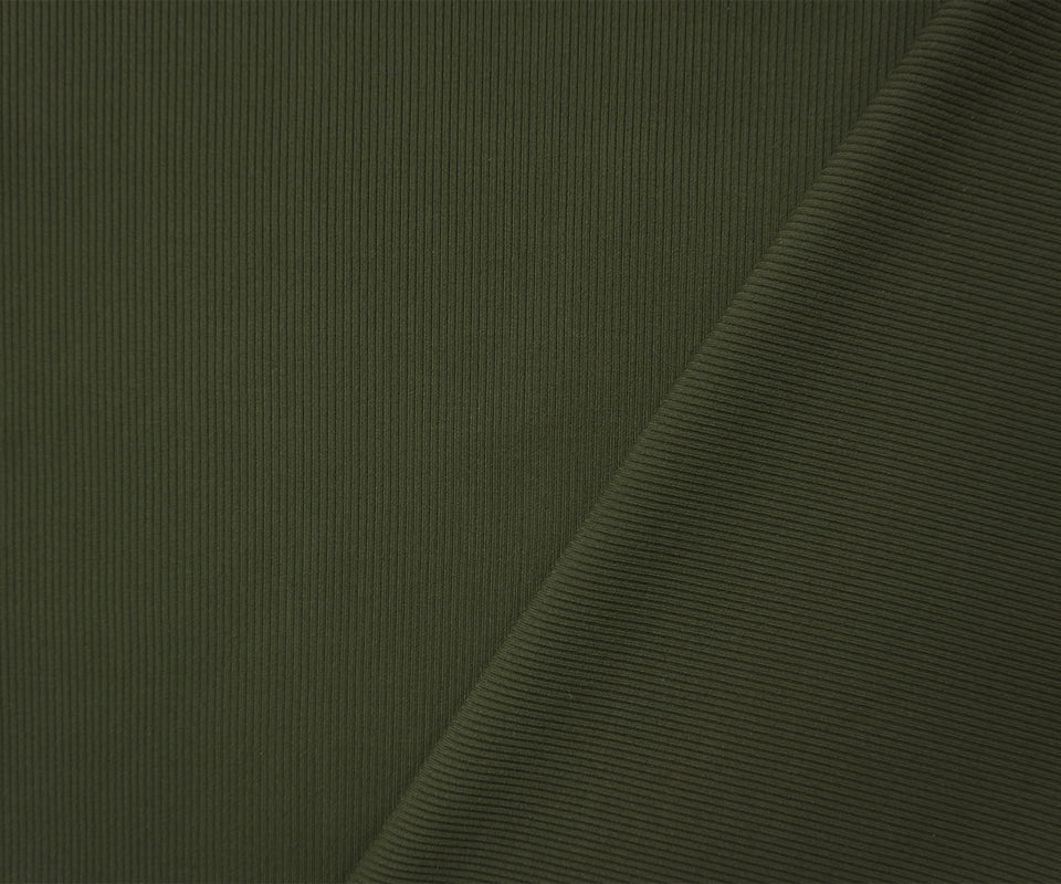 Deep Green Famous Maker Nylon Spandex Solid Rib Knit Fabric