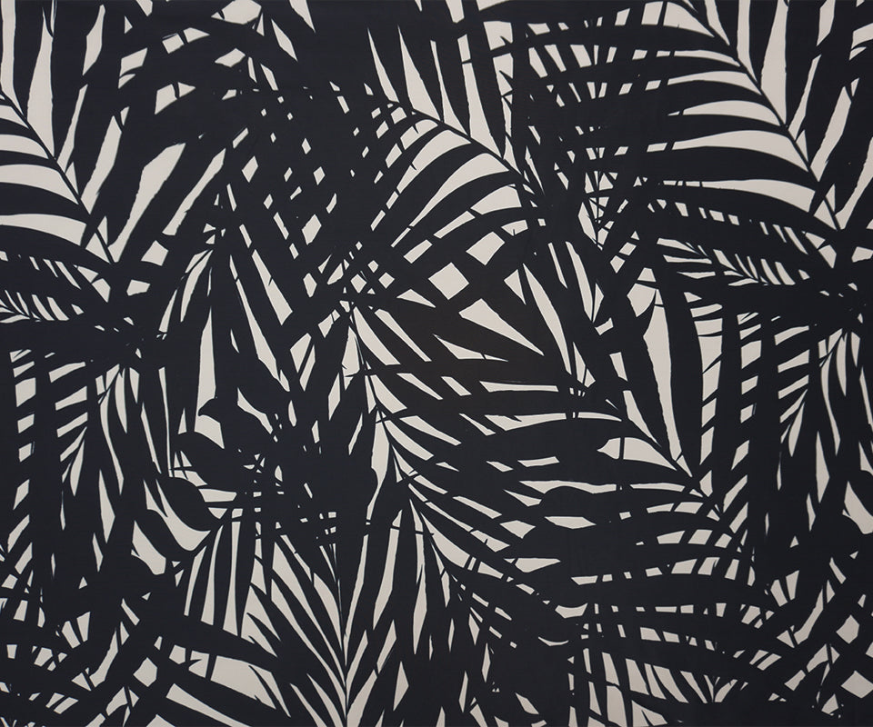 Black Palm Leaves Printed Micro Poly Boardshort Woven Fabric