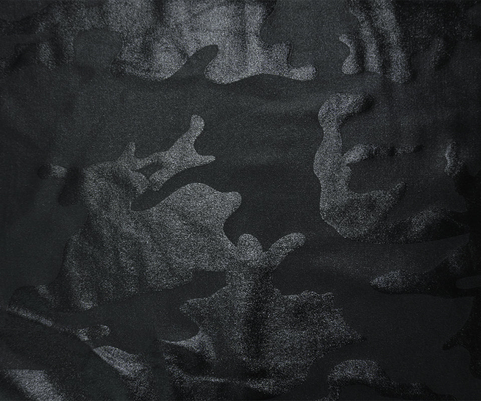 Black Famous Maker Nylon Camo Satin Tricot Knit Yoga Fabric