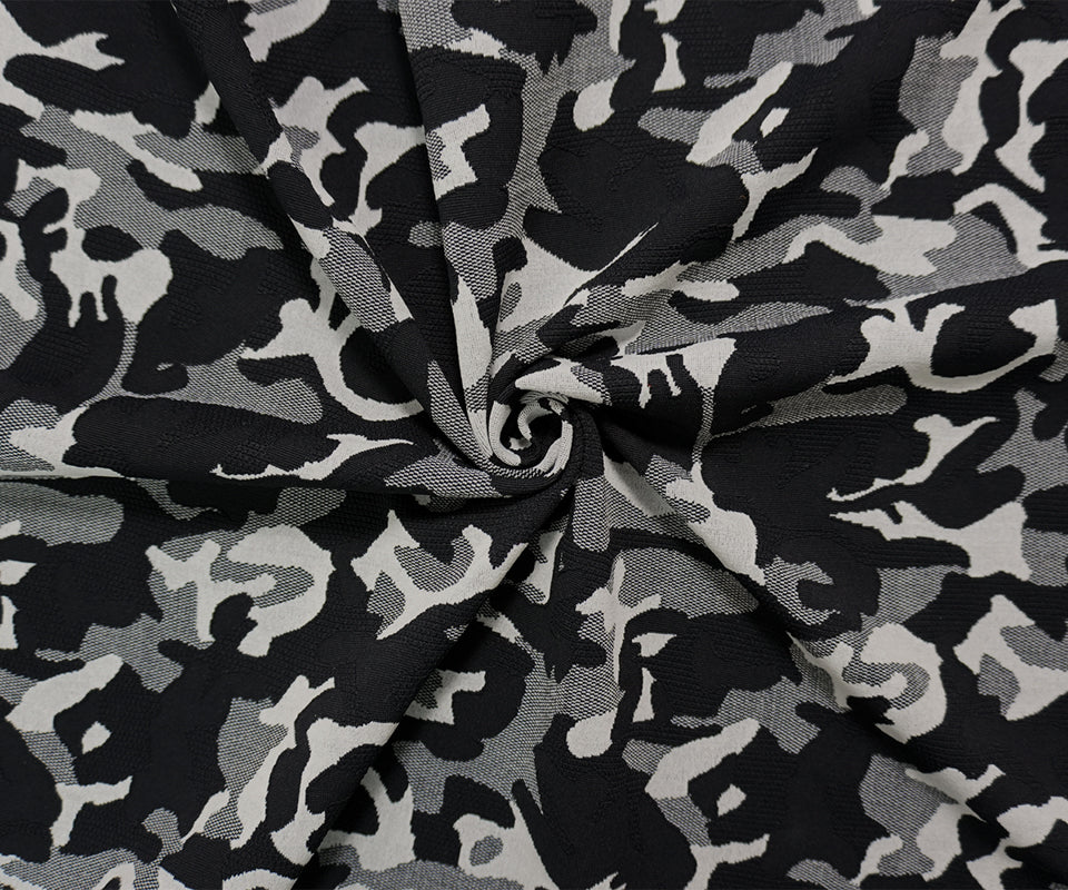 Black-Gray Famous Maker Nylon Camo Jacquard Double Knit Fabric