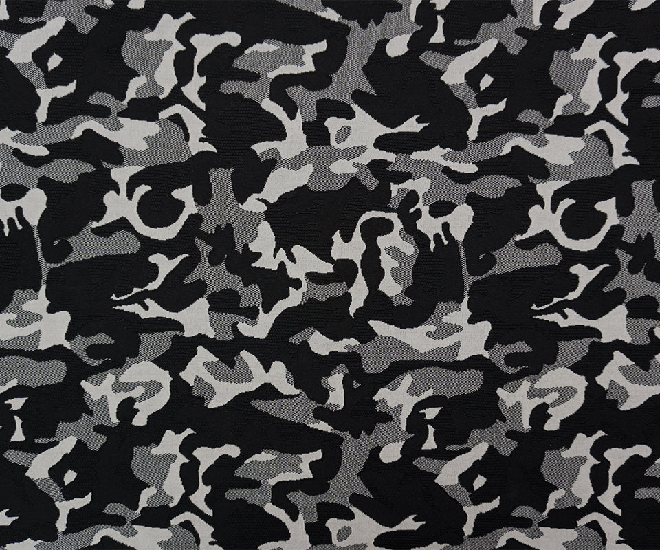 Black-Gray Famous Maker Nylon Camo Jacquard Double Knit Fabric