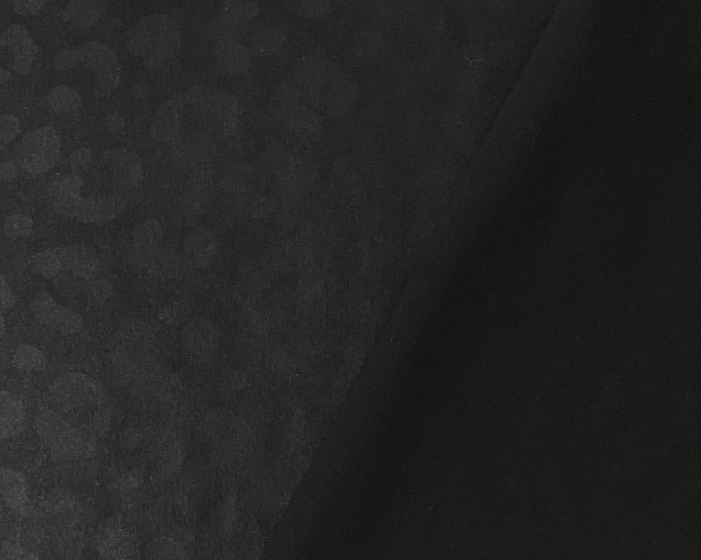 Black Leopard Printed Satin Tricot Knit Famous Maker Yoga Fabric