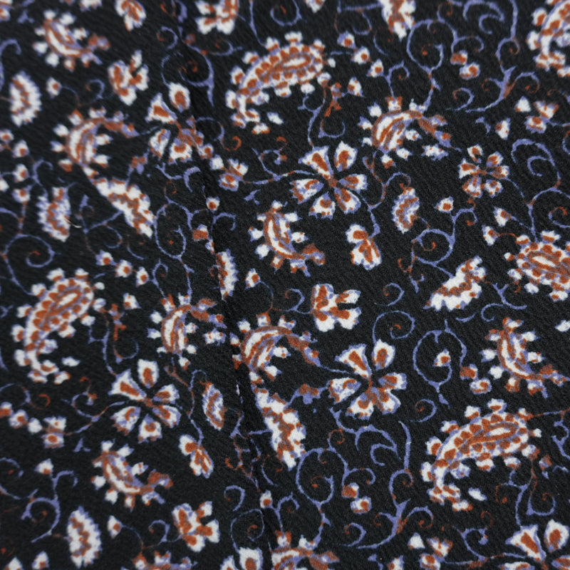 Black-Multi Poly Floral Paisley Liverpool Double Knit Fabric