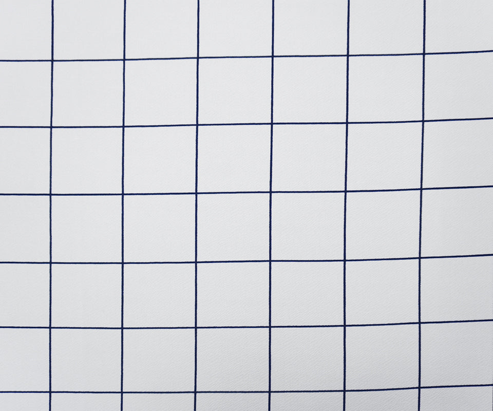 White-Navy Poly Check Printed Liverpool Double Knit Fabric