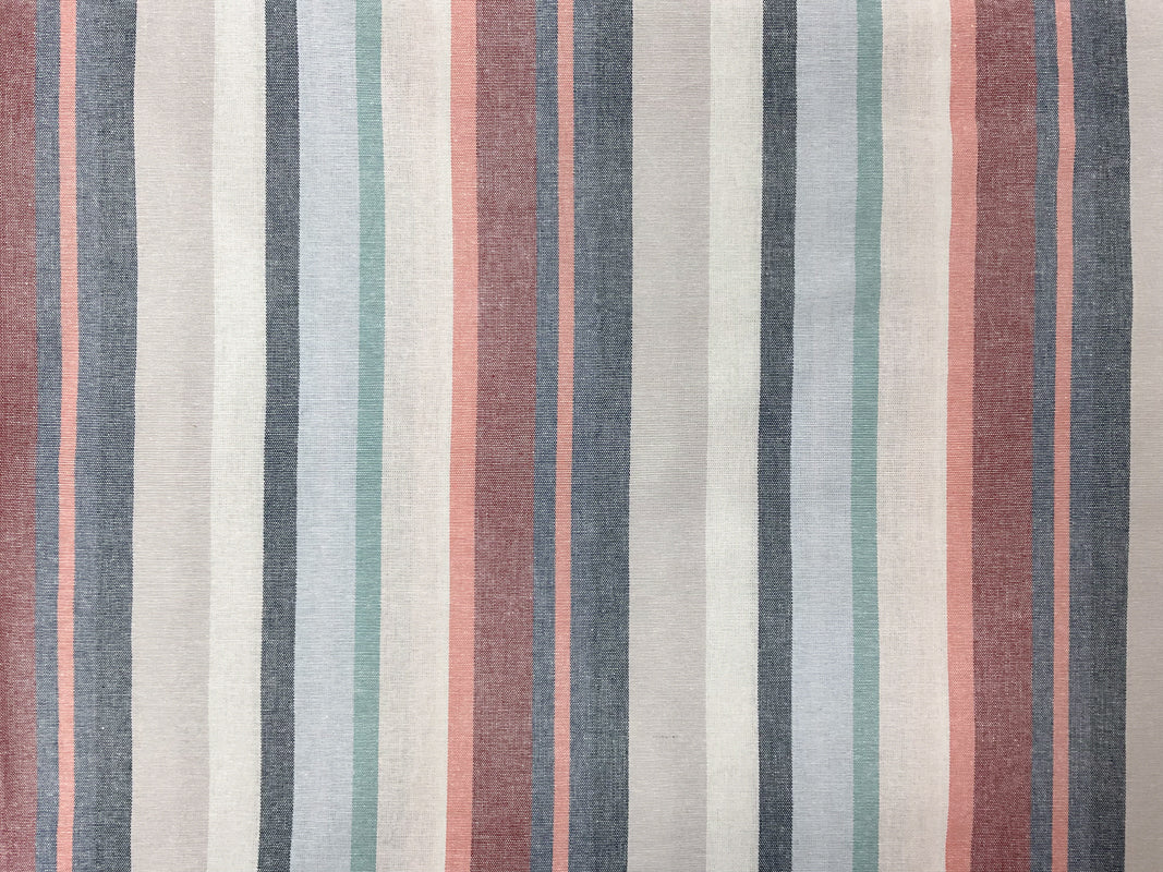 Blue-Pink-Red Cotton Stripe Woven Fabric