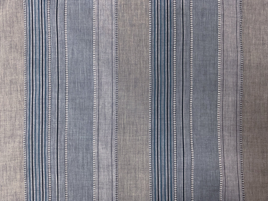 Blue-White-Navy Cotton Stripe Dobby Woven Fabric
