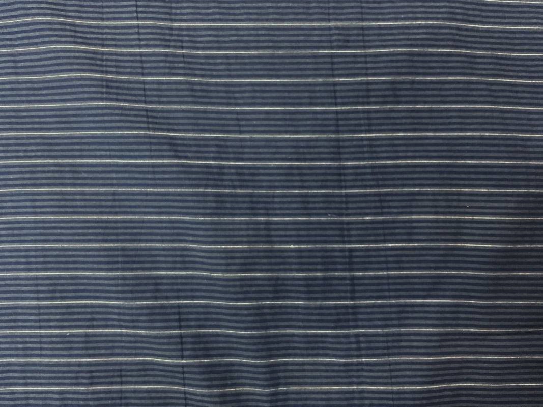 Deep Blue-Gray-White Cotton Stripe Voile Woven Fabric
