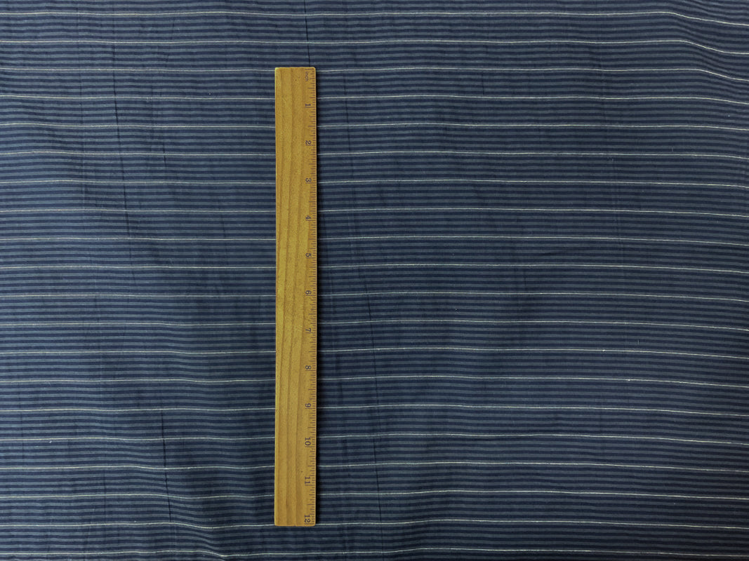 Deep Blue-Gray-White Cotton Stripe Voile Woven Fabric