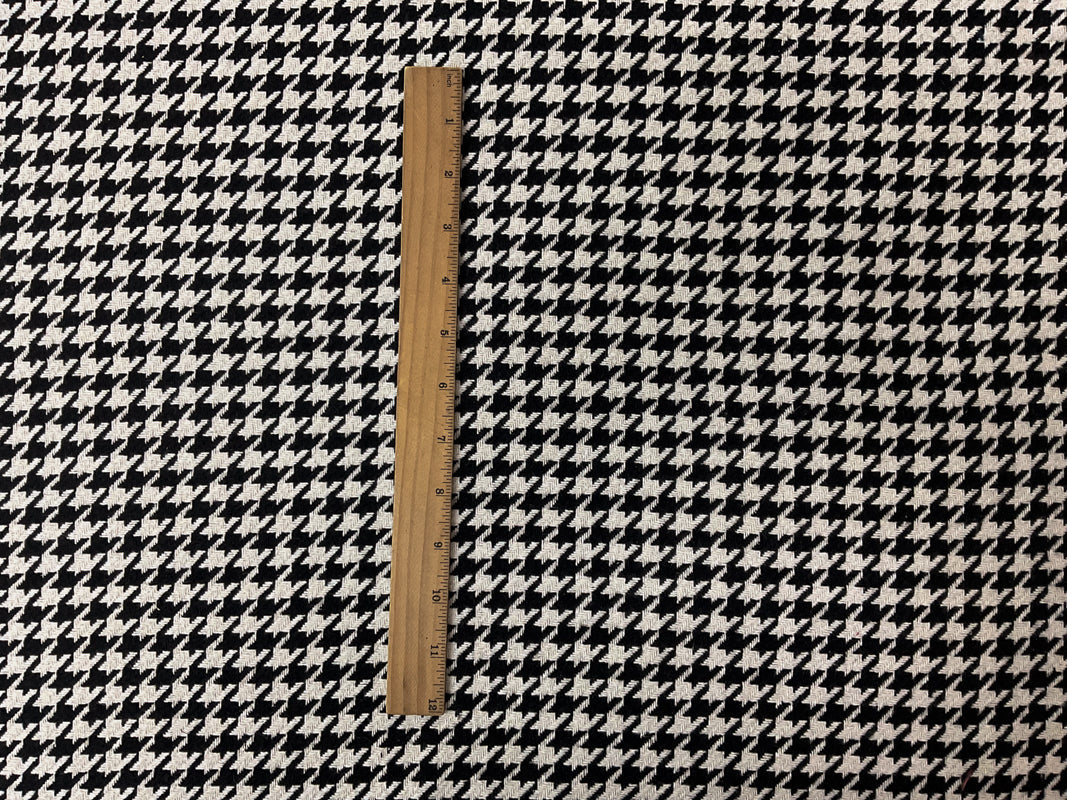 Black-Ivory Poly Cotton Houndstooth Twill Woven Fabric