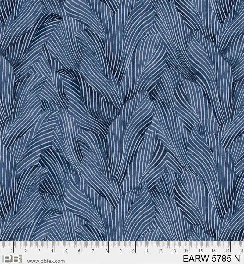 108" Earth Tones Dark Blue Leaf Cotton Wideback Fabric per yard P&B Textiles