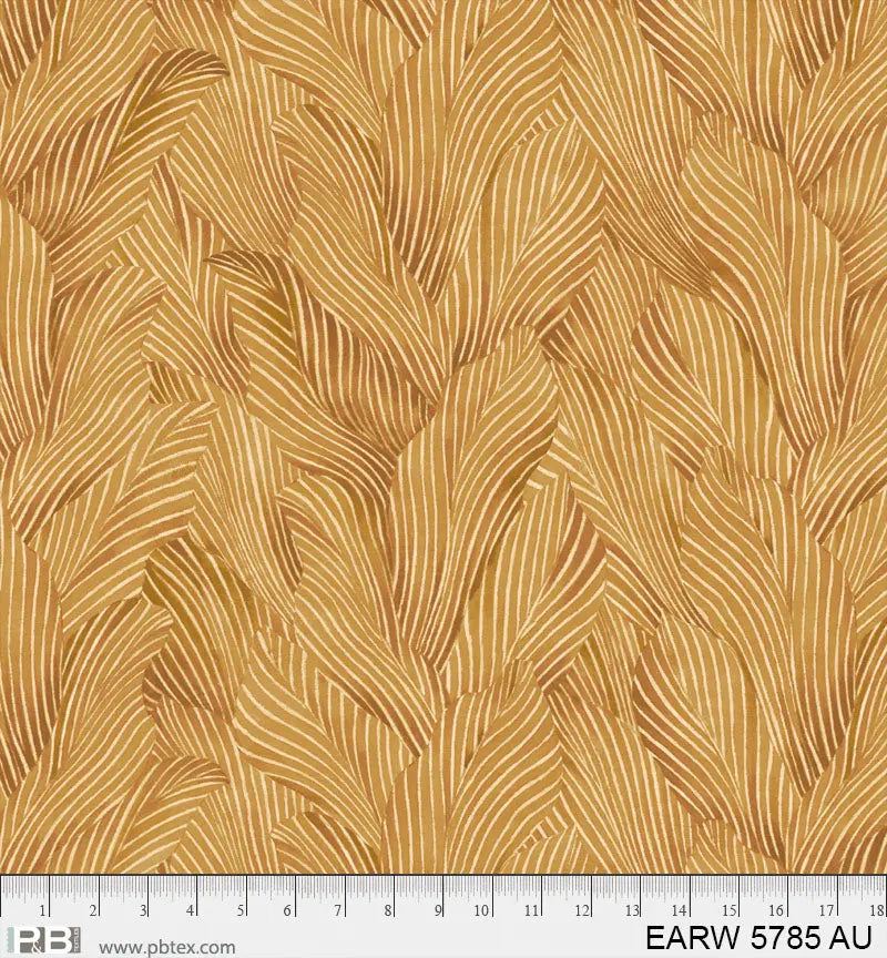 108" Earth Tones Gold Leaf Cotton Wideback Fabric per yard P&B Textiles