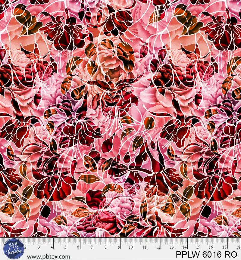 108" Petal Play Pink Red Florals Cotton Wideback Fabric per yard P&B Textiles