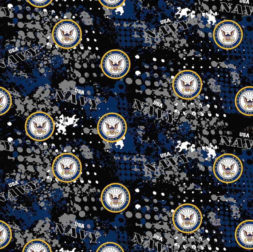 Sykel Military Navy Abstract Geo Logo quilting fabric