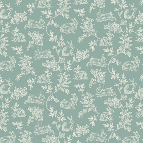 118" Aqua Candlelight & Romance Toile Cotton Wideback Fabric Per Yard