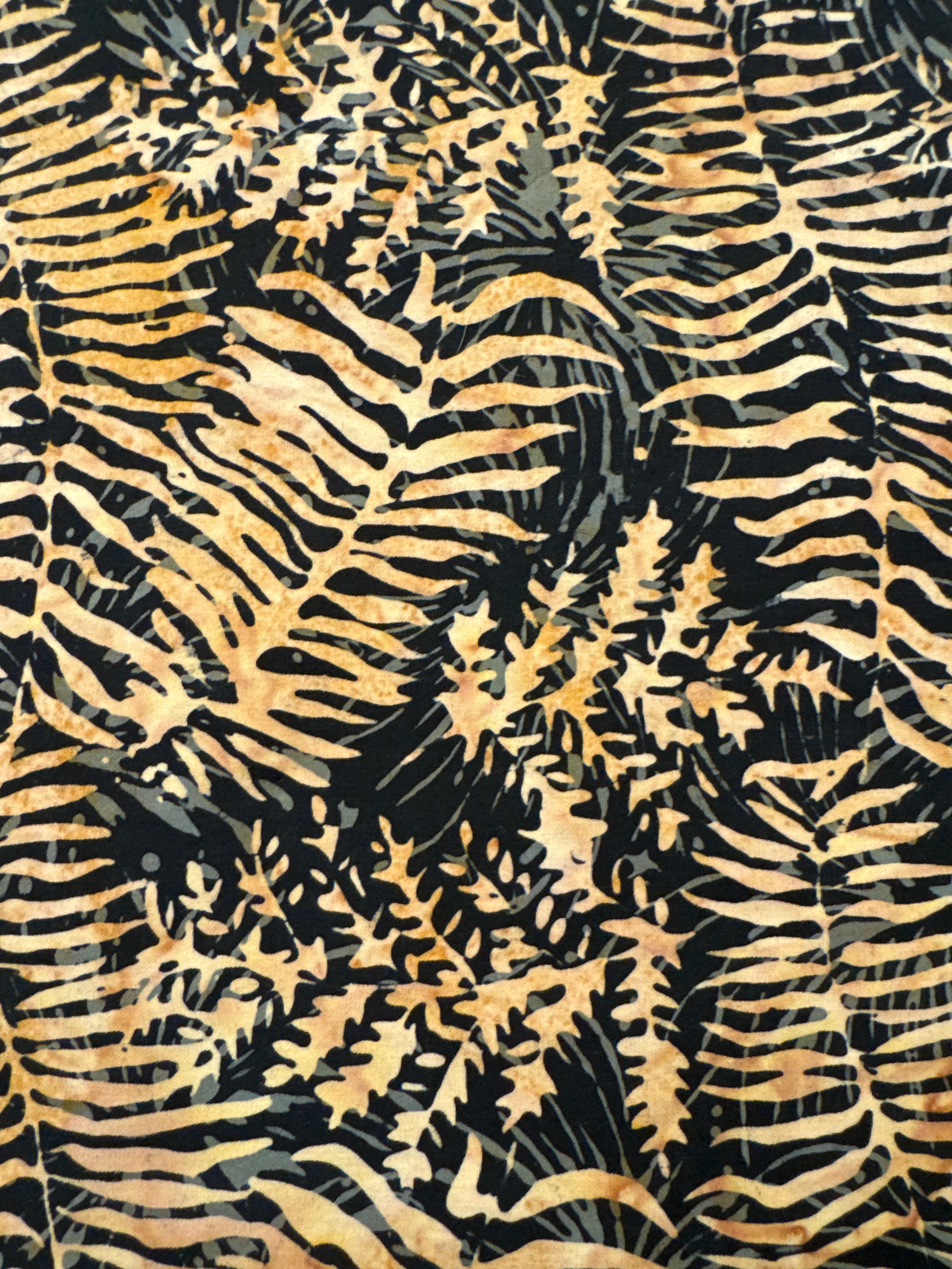 Tan Ficus Leaves on Navy blender quilting fabric by In The Beginning Fabrics