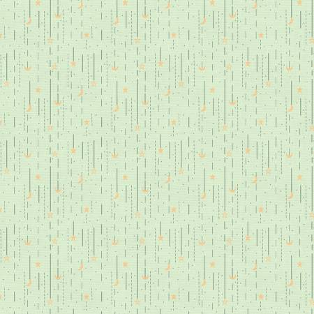 Clothworks Sky Adventures Starry Rain quilting fabric in Light Green