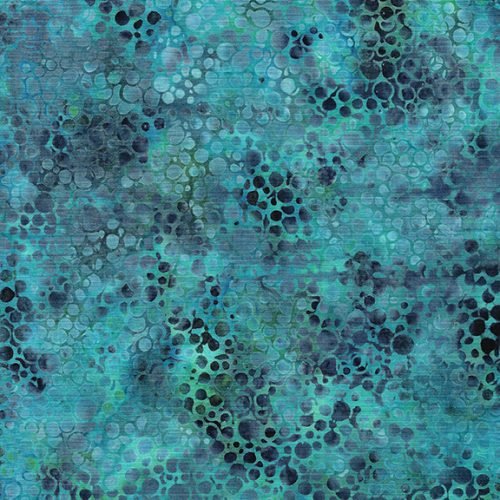 Island Batik Pinecones batik quilting fabric in Multi Blue Green Marbles