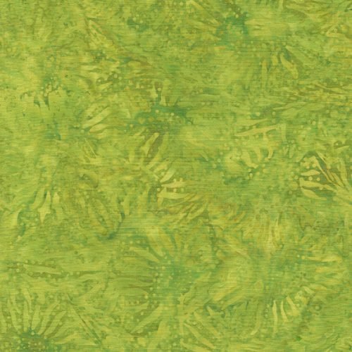Island Batik Sunflower batik quilting fabric in Green Lemongrass