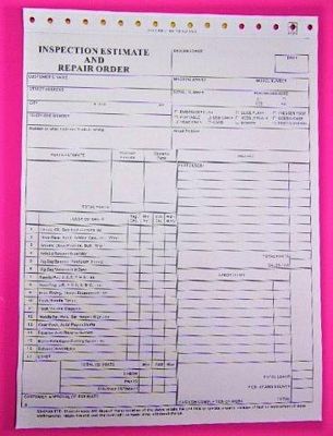 Repair estimate form  100/pkg