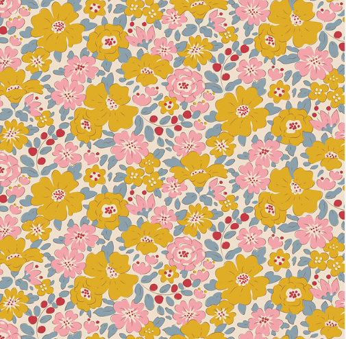 Tilda Creating Memories Spring Harper quilting cotton fabric in Yellow
