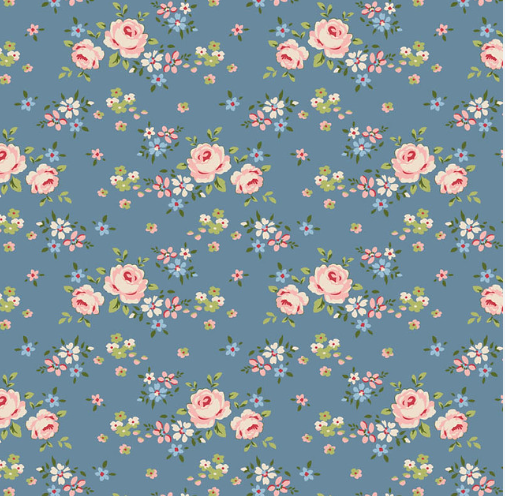 Tilda Creating Memories Summer Gracie quilting cotton fabric in Blue