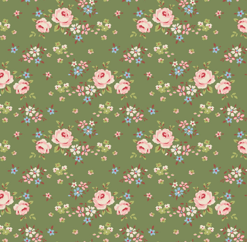 Tilda Creating Memories Winter Gracie quilting cotton fabric in Green