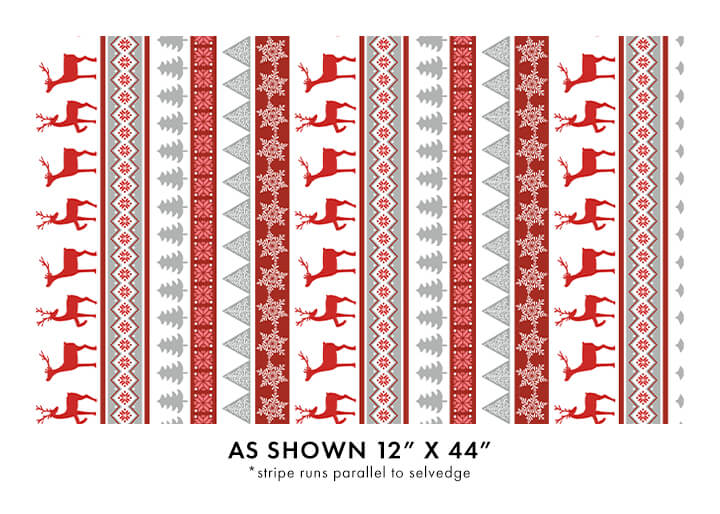 Nordic Cabin - Deer Stripe - Red 44" / 45" Fabric Per Yard