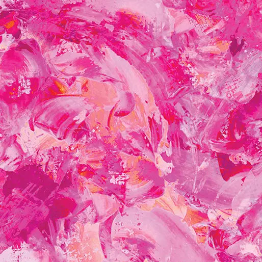 Pink Paint Splash Hot Pink Cotton Wideback Fabric per yard