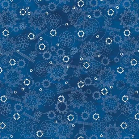 Benartex Construction Plans quilting cotton fabric in Navy