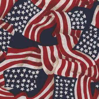 Patriotic Stars & Stripes Flags of America Cotton 44"/45" Fabric Per Yard