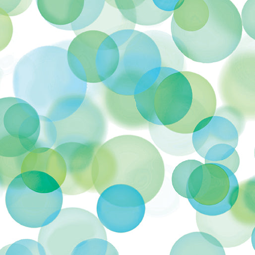 Blue/Green Bubbles 108" Ocean Cotton Wideback Fabric Per Yard