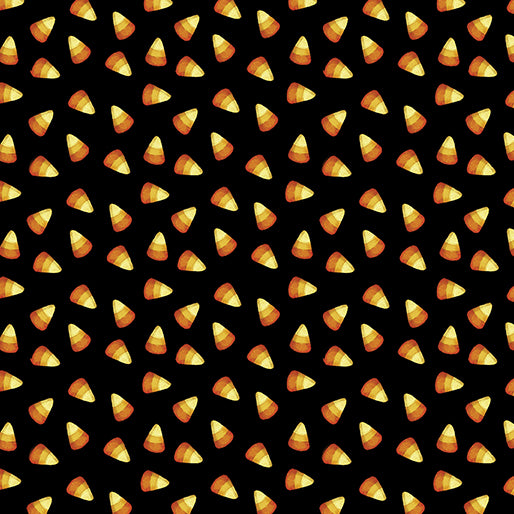 Sweet Candy Corn Black Cotton 44"/45" Fabric Per Yard