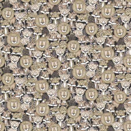 Henry Glass Big Kitties Packed Kitties quilting fabric in Multi