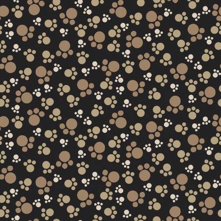 Henry Glass Big Kitties Paw Prints quilting fabric in Black